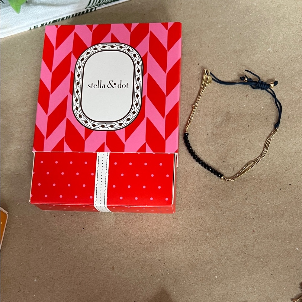 Stella & Dot Navy Blue and Gold Courage Friendship Bracelet